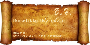 Benedikty Hágár névjegykártya